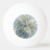 Floral Dream Pattern Abstract Blue Khaki Fractal 卓球ボール (裏面)