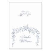 Floral Dusty Blue Boho Botanical Unique Wedding テーブルナンバー (正面)