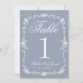 Floral Dusty Blue Botanical Wedding Table Number 招待状 (裏面)