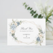 Floral Dusty Blue Greenery Wedding Thank You Card サンキューカード (スタンド正面)