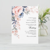 Floral Dusty Blue Watercolor Bloom Wedding 招待状 (スタンド正面)