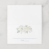 Floral Dusty Blue White Greenery Elegant Wedding プレイスカード (外部開封)