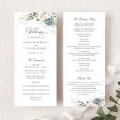 Floral Dusty Blue White Greenery Wedding Program プログラム