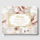 Floral Dusty Pink Ivory Gold Wedding Guest Book ゲストブック (正面)