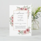 Floral Dusty Rose Elegant Wedding Program 招待状 (スタンド正面)
