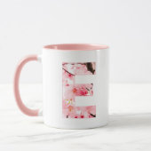 Floral E Initial Mug | Personalized Name & Traits マグカップ (左)