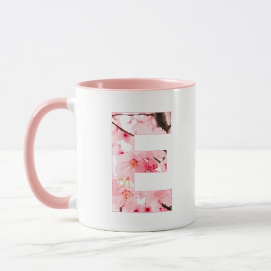 Floral E Initial Mug | Personalized Name & Traits マグカップ (左)