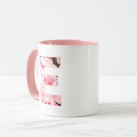 Floral E Initial Mug | Personalized Name & Traits マグカップ (正面左)