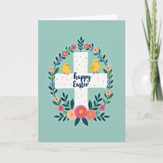 Floral Easter Cross Pattern Card カード (正面)
