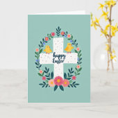 Floral Easter Cross Pattern Card カード (黄色い花)