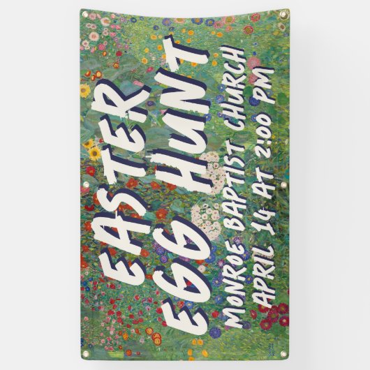 Floral Easter Egg Hunt Banner with Painted Flowers 横断幕 (縦)
