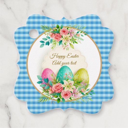 Floral Easter Eggs & Spring Roses Personalized フェイバータグ (正面)