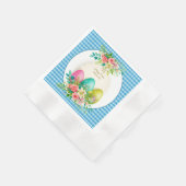 Floral Easter Eggs & Watercolor Pink Roses 縁ありカクテルナプキン (角)