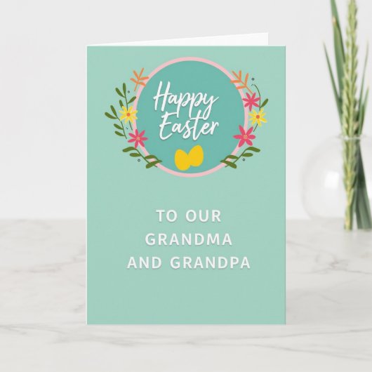 Floral Easter Grandma Grandpa Card カード (正面)