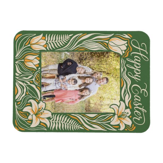 Floral Easter Personalized Lily & Daffodil マグネット (横)