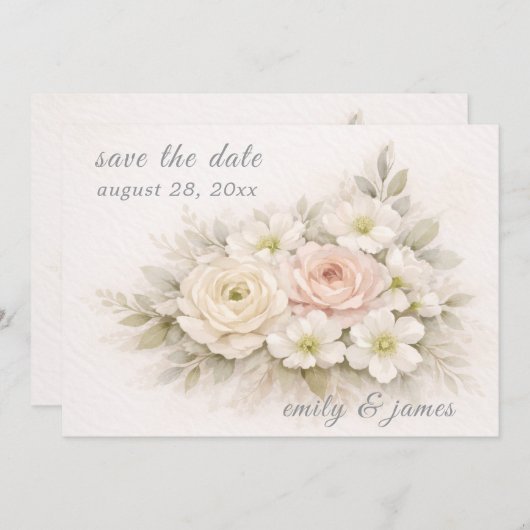 Floral Editorial Bouquet save the date cards (正面/裏面)