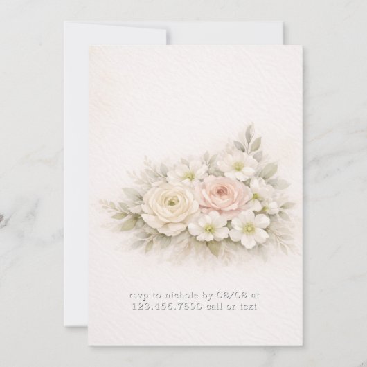 Floral Editorial Bouquet Wedding Shower 招待状 (裏面)