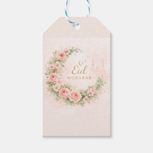 Floral Eid Mubarak – Blush Pink Islamic Gift f ギフトタグ (正面)