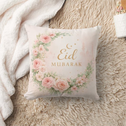 Floral Eid Mubarak – Blush Pink Islamic Gift f クッション (ブランケット)