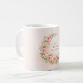 Floral Eid Mubarak Mug – Blush Pink Islamic Gift f コーヒーマグカップ (正面左)