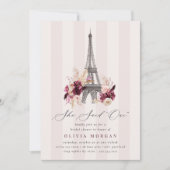 Floral Eiffel Tower Double Sided Bridal Shower 招待状 (正面)