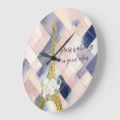 Floral Eiffel Tower Paris is Always A Good Idea ラージ壁時計 (傾斜)