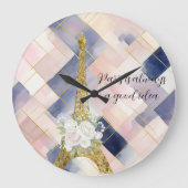 Floral Eiffel Tower Paris is Always A Good Idea ラージ壁時計 (正面)