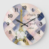 Floral Eiffel Tower Paris is Always A Good Idea ラージ壁時計 (正面)