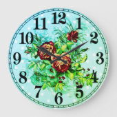 Floral Elegance 10.75" Round Acrylic Wall Clock ラージ壁時計 (正面)