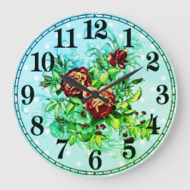 Floral Elegance 10.75" Round Acrylic Wall Clock ラージ壁時計