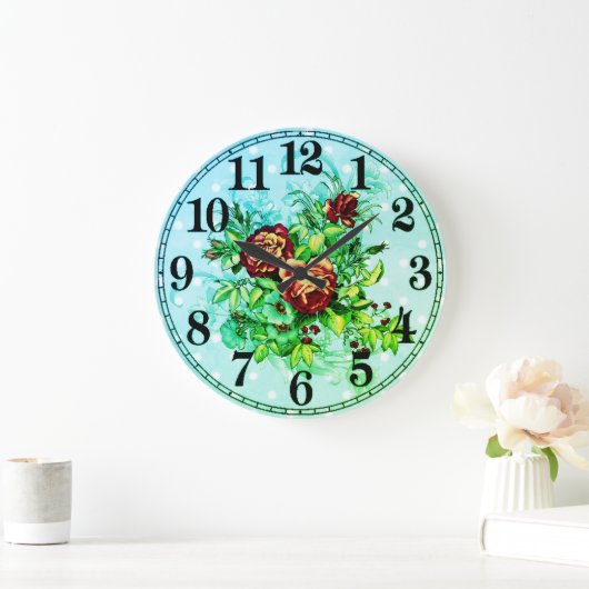 Floral Elegance 10.75" Round Acrylic Wall Clock ラージ壁時計 (ホーム)