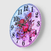 Floral Elegance 10.75" Round Acrylic Wall Clock ラージ壁時計 (傾斜)