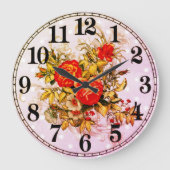 Floral Elegance 10.75" Round Acrylic Wall Clock ラージ壁時計 (正面)