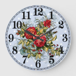 Floral Elegance 10.75" Round Acrylic Wall Clock ラージ壁時計