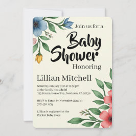Floral Elegance Baby Shower Invite 招待状
