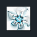 Floral Elegance Modern Abstract Blue Fractal Art キャンバスプリント<br><div class="desc">Unique elegant fantasy flower with 3D effect.
Blue and gray pastel colors.
Design for your canvas print and more.</div>