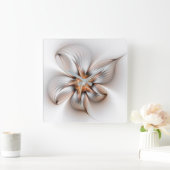 Floral Elegance Modern Abstract Fractal Art スクエア壁時計 (ホーム)