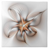 Floral Elegance Modern Abstract Fractal Art タイル (正面)