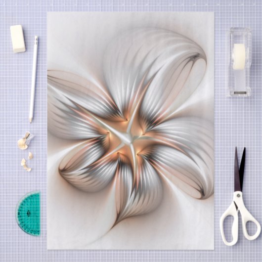 Floral Elegance Modern Abstract Fractal Art 薄葉紙 (クラフト)