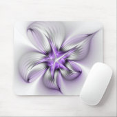 Floral Elegance Modern Abstract Violet Fractal Art マウスパッド (マウス)