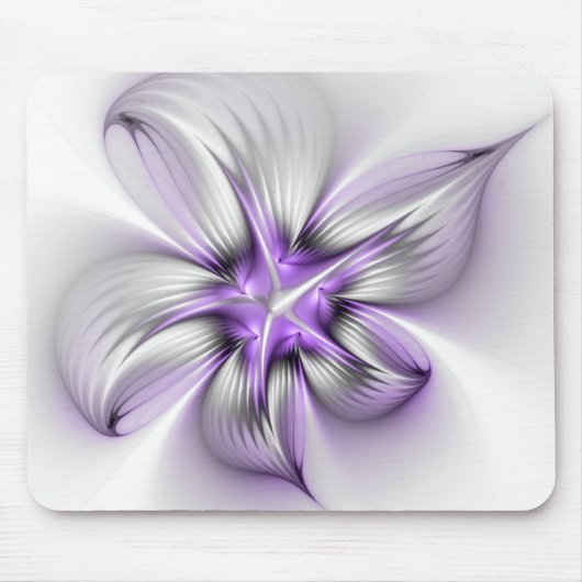 Floral Elegance Modern Abstract Violet Fractal Art マウスパッド (正面)
