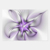 Floral Elegance Modern Abstract Violet Fractal Art ラッピングペーパーシート (正面3)