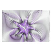 Floral Elegance Modern Abstract Violet Fractal Art 枕カバー (裏面)