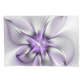 Floral Elegance Modern Abstract Violet Fractal Art 枕カバー