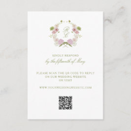 Floral Elegance Monogram Crest Wedding エンクロージャーカード