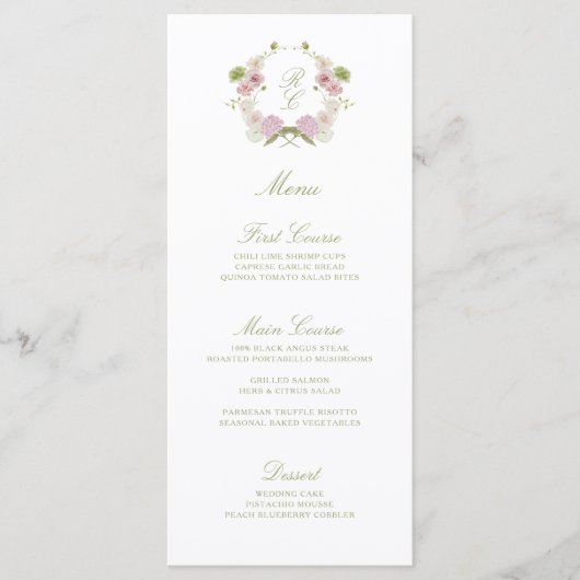 Floral Elegance Monogram Crest Wedding メニュー (正面)