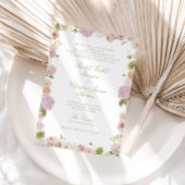 Floral Elegance Pink Green Frame Wedding 招待状