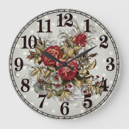 Floral Elegance Round Acrylic Wall Clock ラージ壁時計 (正面)