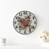 Floral Elegance Round Acrylic Wall Clock ラージ壁時計 (ホーム)