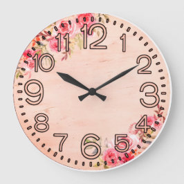Floral Elegance Round Acrylic Wall Clock ラージ壁時計